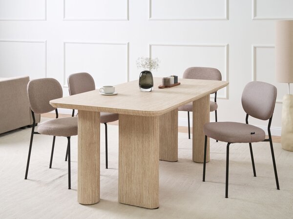 Jedálenský stôl svetlohnedý MDF 180 x 90 cm obdĺžnikový so širokými nohami minimalistický štýl jedáleň kuchyňa