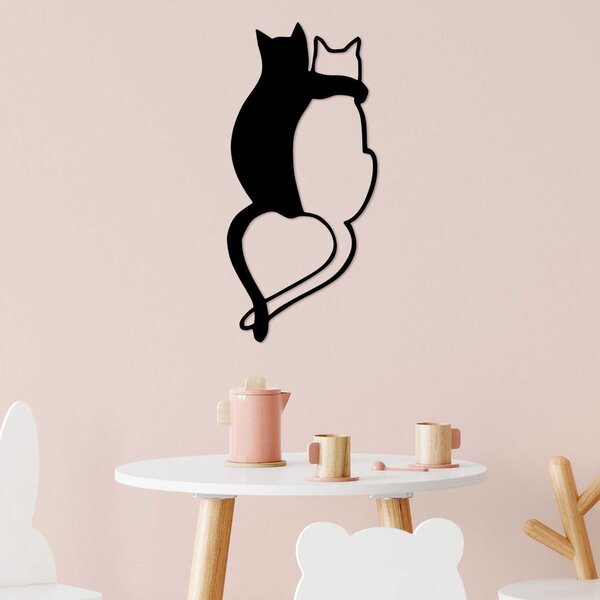 Wallity Nástenná kovová dekorácia Love Cats 478 čierna