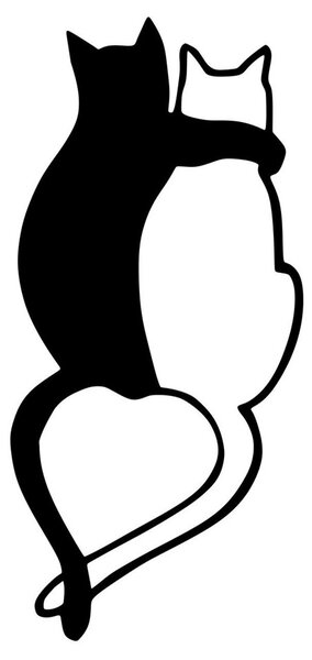 Wallity Nástenná kovová dekorácia Love Cats 478 čierna