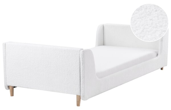 Posteľ krémová biela buklé čalúnenie 90 x 200 cm s čelom moderný tradičný štýl detská izba