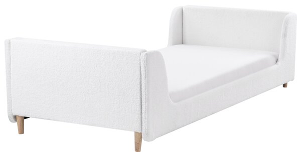 Posteľ krémová biela buklé čalúnenie 90 x 200 cm s čelom moderný tradičný štýl detská izba