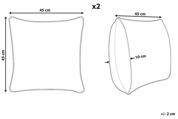 Sada 2 dekoratívnych vankúšov viacfarebná juta bavlna 45 x 45 cm geometrický vzor ručne vyrobené snímateľné poťahy s výplňou