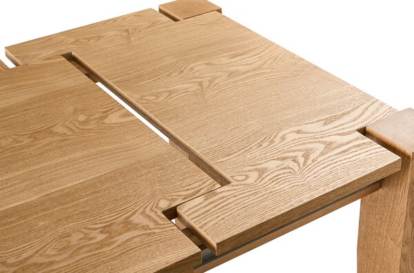 Rozkladací jedálenský stôl svetlý jaseň dyhovaný povrch MDF 160/200 x 90 cm moderný štýl kuchyňa jedáleň