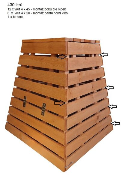 Drevený kompostér pyramída 430 l – česká výroba