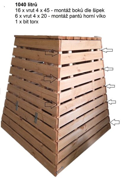 Drevený kompostér 1040 L pyramída, zelený