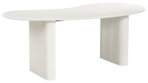 Jedálenský stôl biely MDF vrchná doska nohy 198 x 93 cm nepravidelný tvar moderný industriálny štýl kuchyňa jedáleň