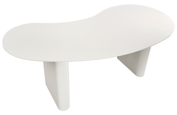 Jedálenský stôl biely MDF vrchná doska nohy 198 x 93 cm nepravidelný tvar moderný industriálny štýl kuchyňa jedáleň