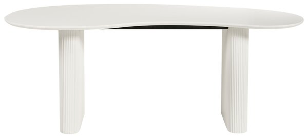 Jedálenský stôl biely MDF vrchná doska nohy 198 x 93 cm nepravidelný tvar moderný industriálny štýl kuchyňa jedáleň