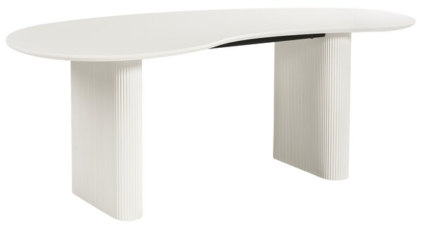 Jedálenský stôl biely MDF vrchná doska nohy 198 x 93 cm nepravidelný tvar moderný industriálny štýl kuchyňa jedáleň