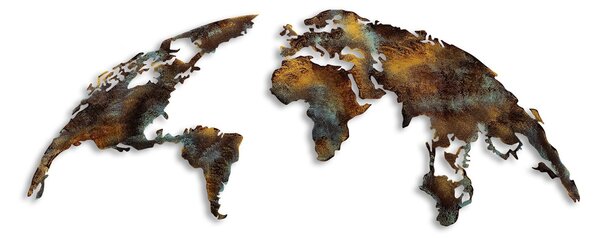Wallity Nástenná kovová dekorácia Svetová mapa Stredná 3 viacfarebná