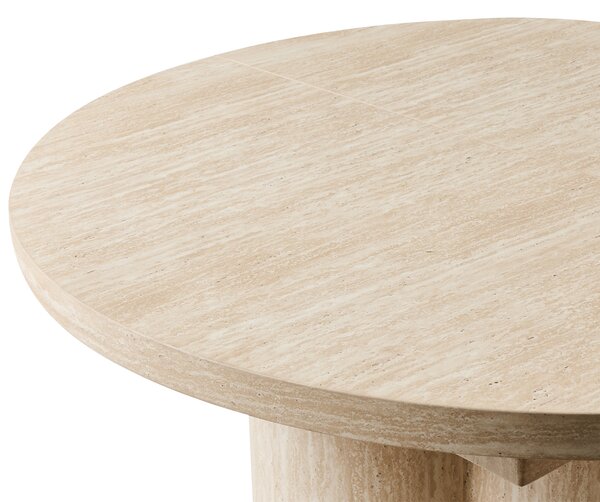 Rozkladací jedálenský stôl svetlohnedý MDF 120/160 x 76 cm s motýlím mechanizmom široký podstavec minimalistický štýl jedáleň kuchyňa