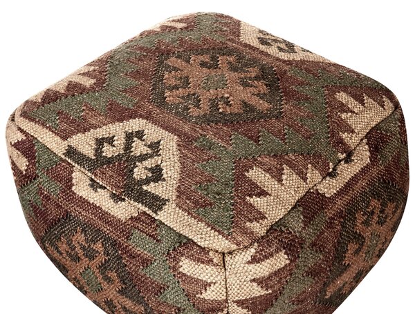 Puf taburetka viacfarebná juta bavlna 50 x 50 x 30 cm geometrický vzor ručne vyrobený boho taburet
