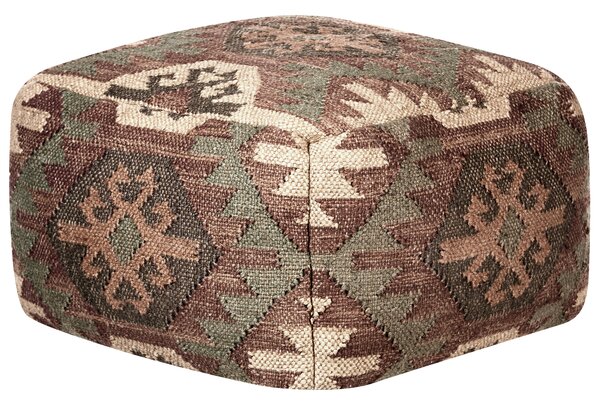 Puf taburetka viacfarebná juta bavlna 50 x 50 x 30 cm geometrický vzor ručne vyrobený boho taburet
