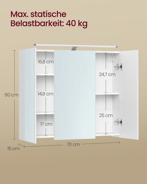 Zrkadlová skrinka KAILYN BBK139WB01