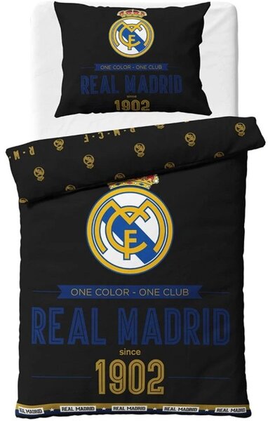 Bavlnené posteľné obliečky FC Real Madrid - motív Royal Black - 100% bavlna Renforcé - 70x90 cm +140x200 cm