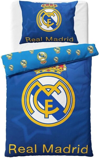 Bavlnené posteľné obliečky FC Real Madrid - motív Blue Stars - 100% bavlna Renforcé - 70x90 cm + 140x200 cm