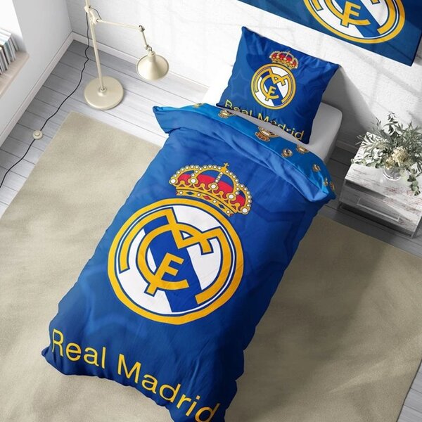 Bavlnené posteľné obliečky FC Real Madrid - motív Blue Stars - 100% bavlna Renforcé - 70x90 cm + 140x200 cm