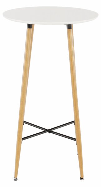 KONDELA Barový stôl, biela/dub, priemer 60 cm, IMAM