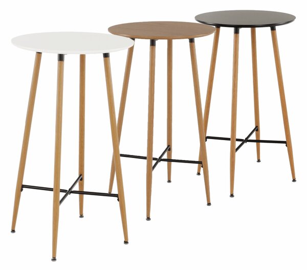 KONDELA Barový stôl, biela/dub, priemer 60 cm, IMAM