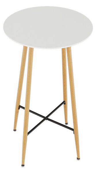 KONDELA Barový stôl, biela/dub, priemer 60 cm, IMAM
