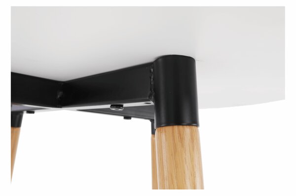 KONDELA Barový stôl, biela/dub, priemer 60 cm, IMAM
