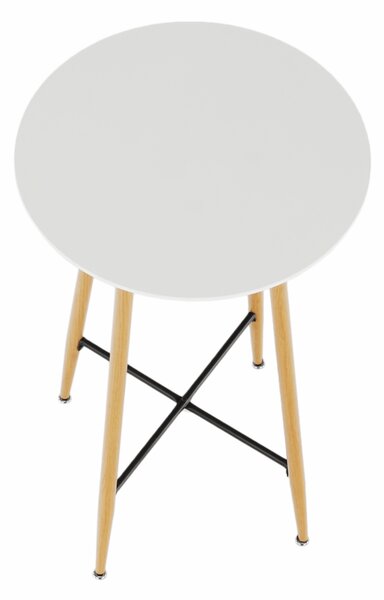 KONDELA Barový stôl, biela/dub, priemer 60 cm, IMAM