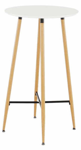 KONDELA Barový stôl, biela/dub, priemer 60 cm, IMAM