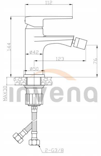 Invena Fira, stojanková bidetová batéria, čierna matná, INV-BB-71-004-V