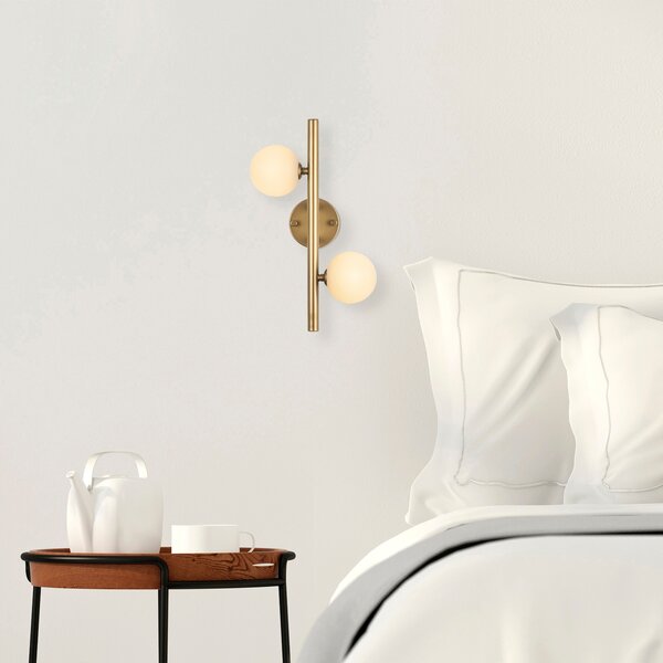 Opviq Nástenná lampa Domino zlatá/mliečne sklo