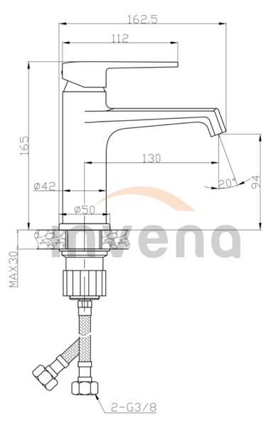 Invena Fira, stojanková umývadlová batéria, čierna matná, INV-BU-71-004-V