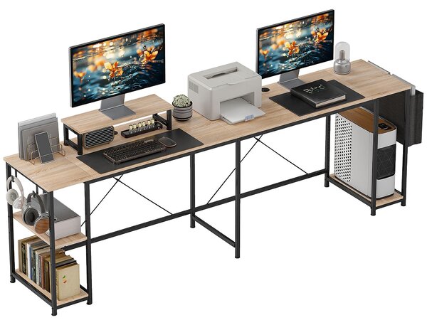 HOMCOM Písací stôl v tvare L 168 x 120 cm Rohový písací stôl s odkladacími priehradkami