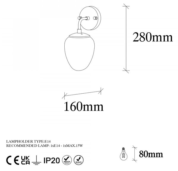 Opviq Nástenná lampa Nes I mosadz
