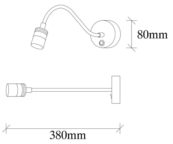 Opviq Nástenná lampa Reading I mosadz