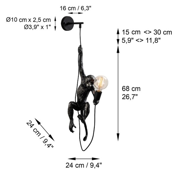 Opviq Nástenná lampa Singe čierna