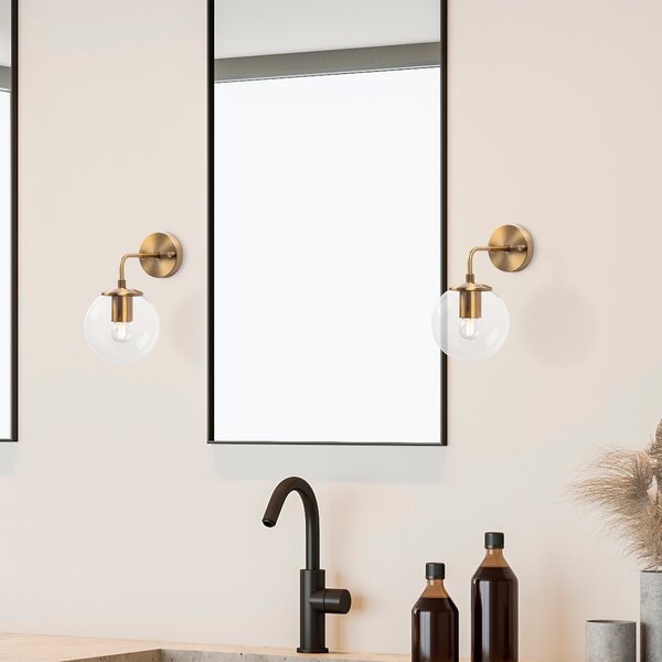 Opviq Nástenná lampa Viran retro zlatá/číre sklo