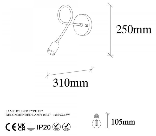 Opviq Nástenná lampa Viraj čierna