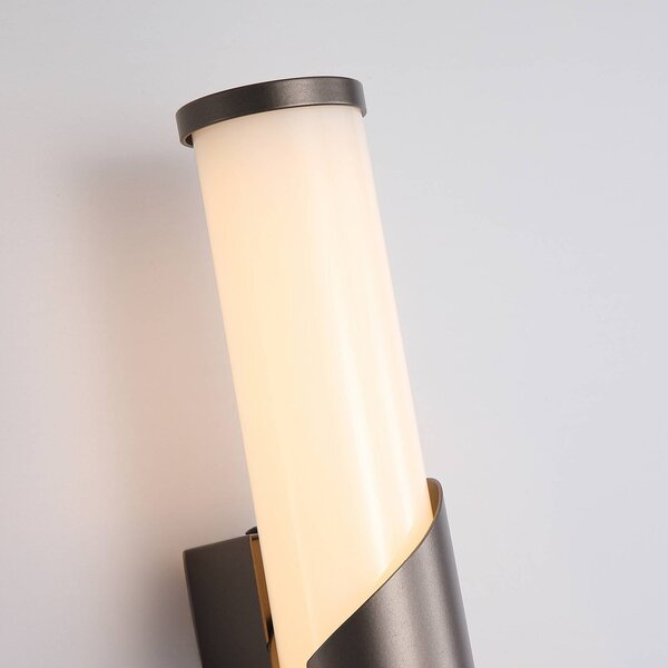 Searchlight LED nástenné svetlo Wrap, IP44, bronzová, kov, sklo, 3 000 K, Hnedá / staromosadz, Kúpeľňa, kov