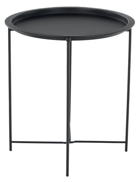 KONDELA Príručný stolík s odnímateľnou táckou, čierna, RENDER
