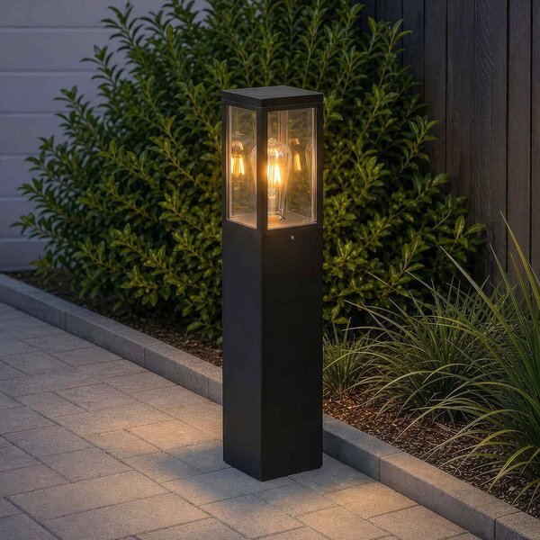 Searchlight Stojacie svietidlo Dubai, čierne, ABS, polykarbonát, E27, Čierna, Plast, Moderný, Vonkajčie stĺpové osvetlenie