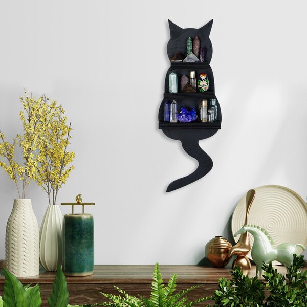 Wallity Nástenná polica Cat čierna