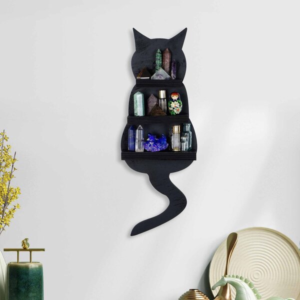 Wallity Nástenná polica Cat čierna