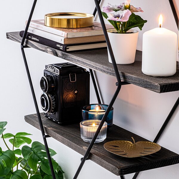 Kalune Design Nástenná polica ERYSIMUM orech americký/čierna