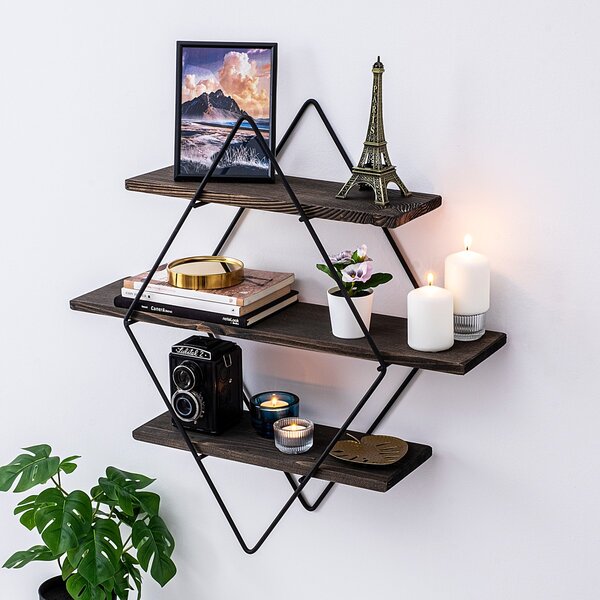 Kalune Design Nástenná polica ERYSIMUM orech americký/čierna
