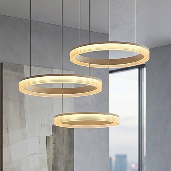 Searchlight LED závesné svietidlo Lumen Rings 3-pl., piesková farba, železo,, Krémová / jantárovo žltá, Obývacia izba / jedáleň, kov, Moderný, Závesné svietidlo