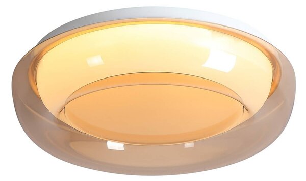 Searchlight Stropné LED svetlo Jude Flush, jantárová farba, Ø 30 cm,, Krémová / jantárovo žltá, Obývacia izba / jedáleň, kov, Závesné svietidlo