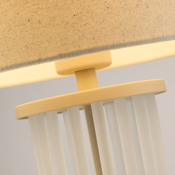 Searchlight Stolová lampa Swizzle, béžová, sklo, textil, výška 42 cm, E27, Krémová / jantárovo žltá, Obývacia izba / jedáleň, Sklo, Stojacie svietidlo