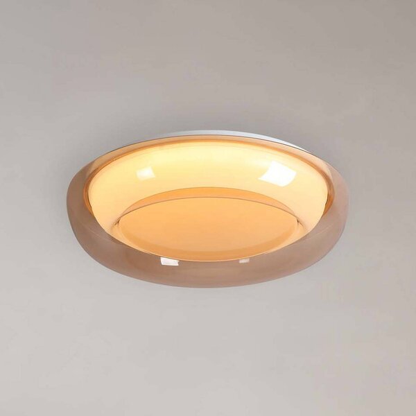 Searchlight Stropné LED svetlo Jude Flush, jantárová farba, Ø 40 cm,, Krémová / jantárovo žltá, Obývacia izba / jedáleň, kov, Závesné svietidlo