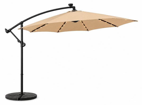 Slnečník LED, 300 cm, TMAVOBEŽOVÝ