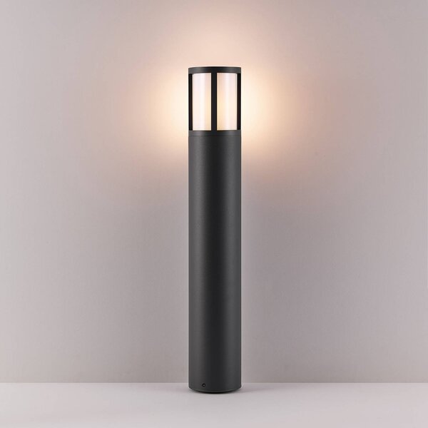 Deko-Light Svetlo na cestu Facado II, výška 65 cm, okrúhle, tmavo sivé/opálové, Hliník / sivá / zinok, Hliník, Osvetlenie príjazdovej cesty