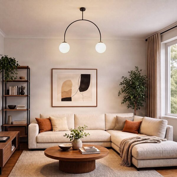 Milagro Lighting Stropné svietidlo Archie, čierne, dĺžka 68 cm, kovové, 2-pl., Čierna, Obývacia izba / jedáleň, kov, Stropné svetlo